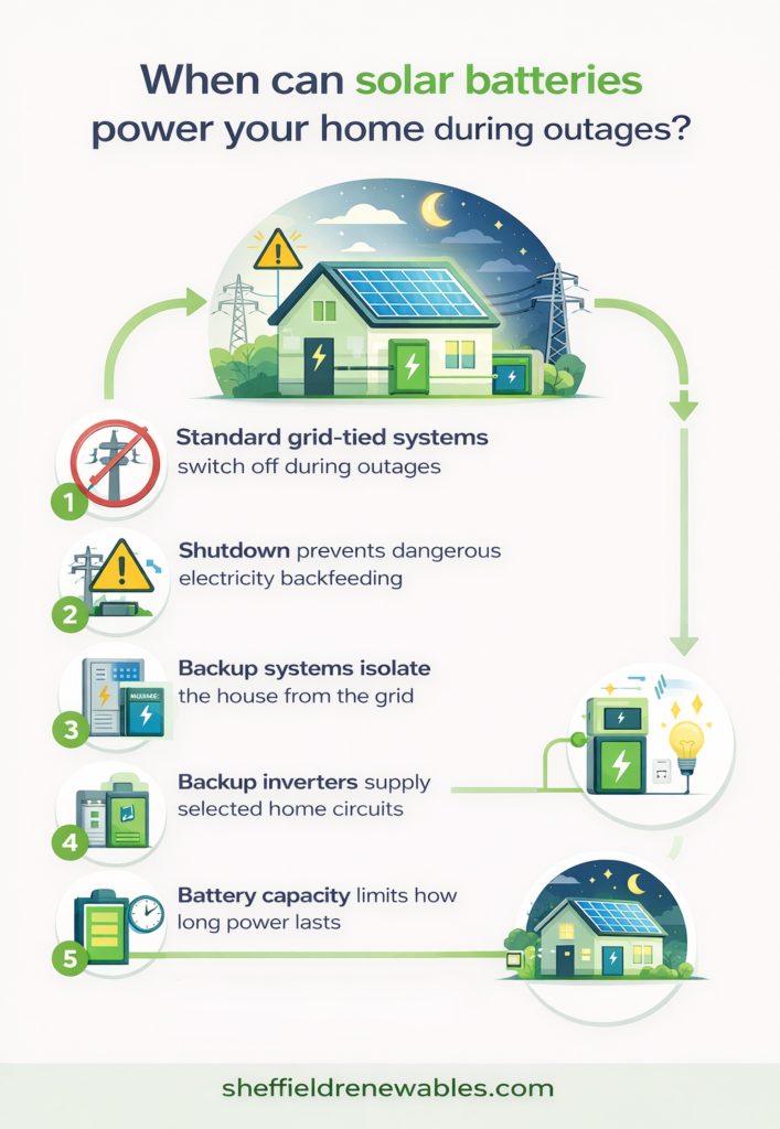 When can solar batteries power your home during outages