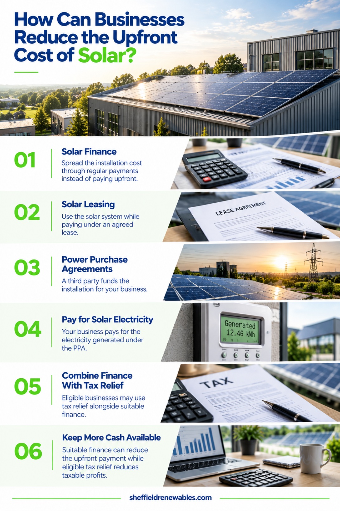 How can businesses reduce the upfront cost of solar